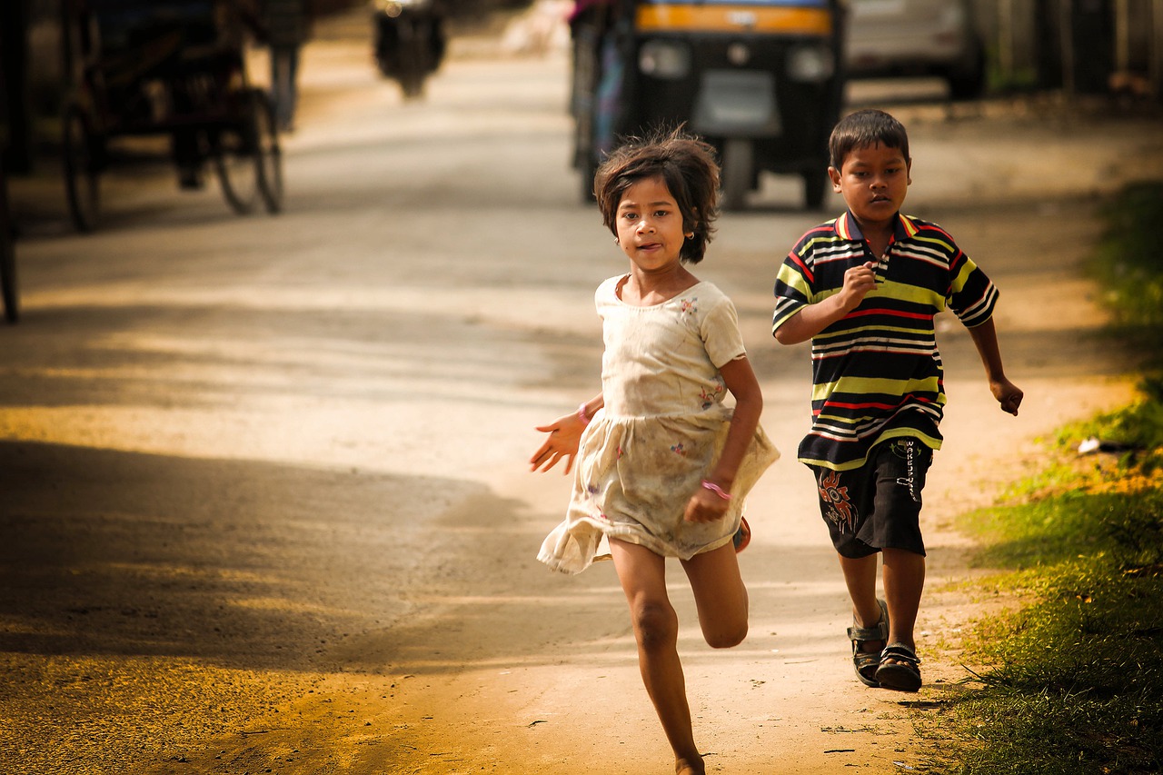 children, kids, running